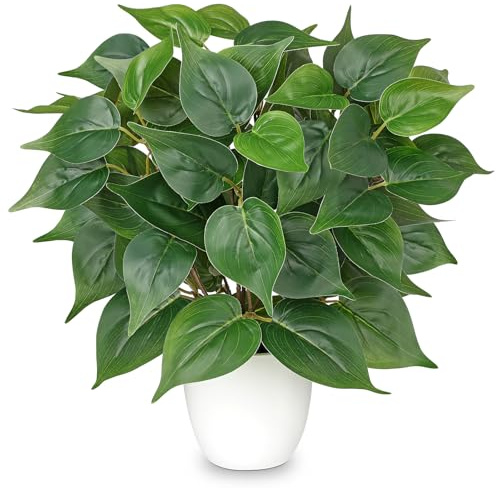 Hollyone Künstliche Pflanzen Wie Echt Pothos 40cm Künstliche Efeu Pflanzen im Topf Grünpflanze Deko Zimmerpflanze Kunst Dekopflanzen für Fensterbank Wohnzimmer Badezimmer Tischdekoration