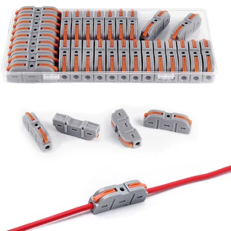 35PCS Lever Wire Connectors, Compact Electrical Terminal Blocks, Quick Push-In Wire Connectors with Test Holes, Reusable Splice Terminals for DIY Wiring, Lighting and Electrical Projects