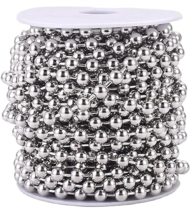 FOELANNE Edelstahl-Fußperlenketten-Kugelrolle, Edelstahl-Kugelkette, 10 m Rolle, 1,5–10 mm, for DIY-Schmuckherstellung(5mm)