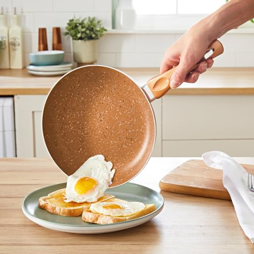 3 Pagen® Bratpfanne mit Antihaftbeschichtung – kleine Universalpfanne für alle Herdarten – Granithart, kratzfest & langlebig – Pfanne Induktion – spülmaschinenfest & Backofenfest bis 180˚C (24 cm)