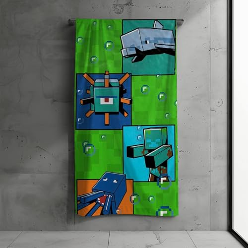 Minecraft Badetuch Creeper Tower 75 x 150 cm 100% Baumwolle Strandlaken Strandtuch Handtuch Badelaken Saunatuch, Baden, schnell trocknend, Strand (Kasten)