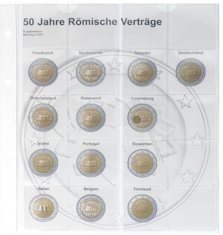 LINDNER Das Original Vordruckblatt Karat 2 Euro-Gedenkmünzen chronologisch: Gemeinschaftsausgabe 'Römische Verträge'
