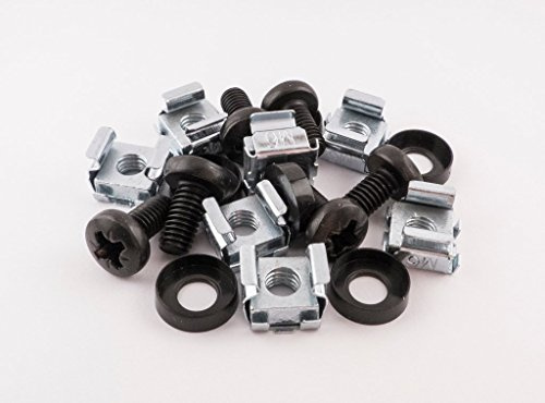 Cage Nut Packs - 10-100pcs - Data Cabinet Accessories - Server Equipment Rack Mounts (10 Pack, Black)