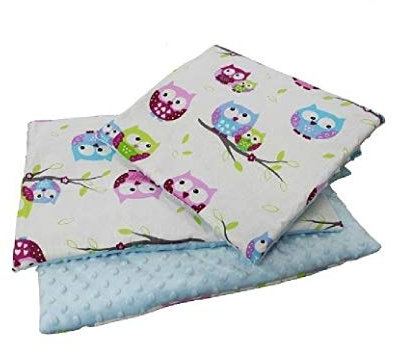 Lovely & Warm. Set Baby Bettwäsche 140 x 100 cm & Kopfkissen 40 x 60 cm Babybett Bett Set. Baby Betten. Perfekt für Geschenk macht. Blau Baby Bettwäsche