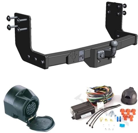 AHAKA Anhängerkupplung mit Elektrosatz 13-polig für MB Sprinter W906 / VW Crafter 30/35/50 2006 - Anhängevorrichtung Hängevorrichtung - starr, mit angeschraubtem Kugelkopf (Schwarz)