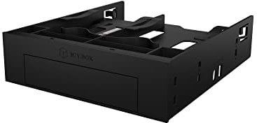 ICY BOX IB-5251 Triple Mounting Frame for 2x 2.5 Inch HDD/SSD and 1x 3.5 Inch HDD in 1x 5.25 Inch Bay Screwless Anti-Vibration Front Panel
