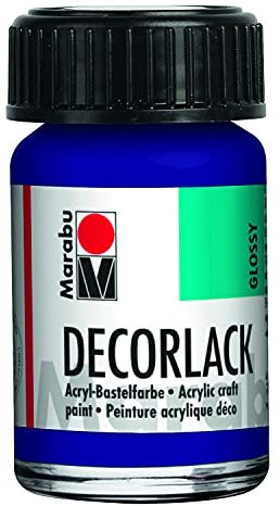 Marabu 11300039051 - Decorlack Acryl Violett dunkel 051, 15 ml, hochglänzender Acryllack auf Wasserbasis, wetterfest, speichelfest, zum Malen, Schablonieren und für Serviettentechnik