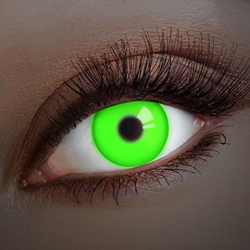 aricona Kontaktlinsen - Grüne UV Kontaktlinsen ohne Stärke - Farbige Kontaktlinsen mit UV Spezialeffekt für Karneval, Fasching, Cosplay und Motto-Partys, 2 Stück