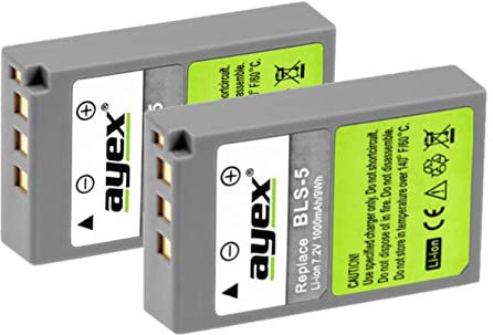 ayex BLS-5 Akku 2 Stück Kompatibel mit Olympus zB. OM-D EM10 Mark IV Pen E-P5 E-PL9 Pen-F ersetzt PS-BLS5