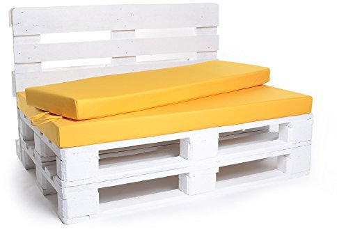 Palettenkissen, Matratzenkissen, Palettenauflage, NYLON gelb, 120x80 cm Schaumstofffüllung (Rückenlehne extra bestellbar)