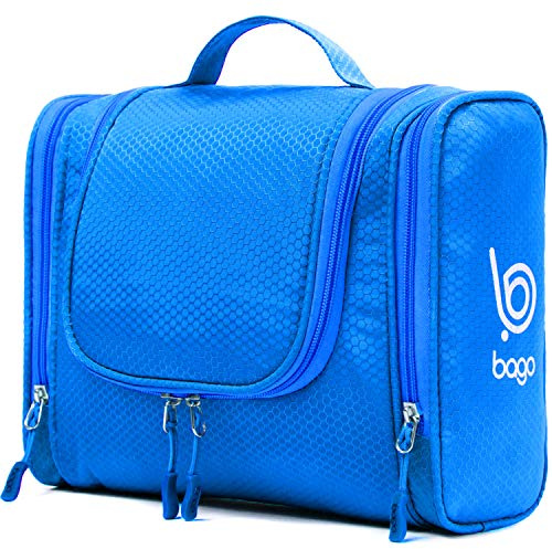Bago Travel Toiletry Bag for Women and Men - Large Waterproof Hanging Toiletry Bag for Bathroom and Travel Bag for Toiletries Organizer (Blue)