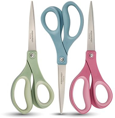Fiskars SoftGrip Titan-Schere, konturierte Leistung, Allzweckschere, 20,3 cm, Titan, gerade Papierschere für Büro, Kunst und Handwerk, 3 Stück