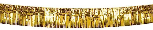 Boland - Fransen Girlande Metallic, Länge 6 Meter, Gold, Hängedekoration aus Kunststoff, Mottoparty, Geburstag, Hochzeit, Karneval, Party Deko