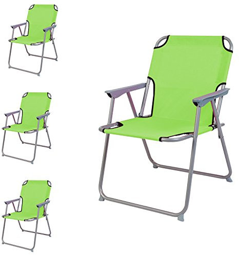 Mojawo 4 Stück Campingstuhl Faltstuhl Stoff Oxfort Lime Grün Klappstuhl Anglerstuhl Regiestuhl Angelstuhl Metall B 53 x T 46 x H 74 cm