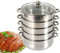 5 Tiers Steamer for Cooking, Stainless Steel Steamer, Compatible with Vented Glass Lid Cookware Pot & Pan Set for Gas Stove, Furnace, Electric Halogen Oven Induction Hob (5 Tiers,Φ 30cm)