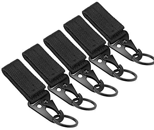 Kyrio Stück Taktische Gürtel-Karabinerhaken Molle Gurtband Schnalle Strap Clip Rucksack Band Schlüsselanhänger Gear Karabiner Clip Hängende Schnalle Gürtel Schlüsselanhänger Halter (5 Stück Schwarz)
