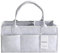 OMAREX Foldable Nappy Caddy Organiser, Portable Nursery Felt Grey Storage Basket Bin With Removable Compartments for Storing Nappies, Wipes, Bibs, Baby Clothes and Toys (Grey)