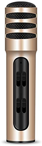 LLD BGN-C7 Condenser Microphone Karaoke Live Singing Microphone Built-in Sound Card Wireless Bluetooth Speaker with Dual Microphones (Gold)