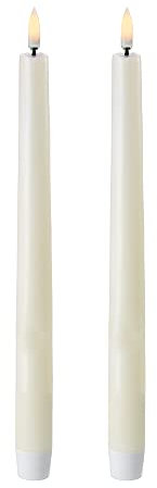 Piffany Copenhagen Uyuni Lighting Taper 2er Set LED Stabkerzen 2,3 x 25 cm Echtwachs Ivory - 6 Stunden Timerfunktion - Keine Brandgefahr, Keine Rußbildung und kein Geruch