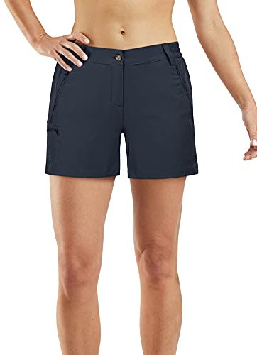 33,000ft Wanderhose Damen Kurz, Cargo Shorts Bermuda Stretch Leichte Laufshorts Sommer UPF50+ Kurze Hose für Wandern, Camping, Reisen Dunkelgrau 38