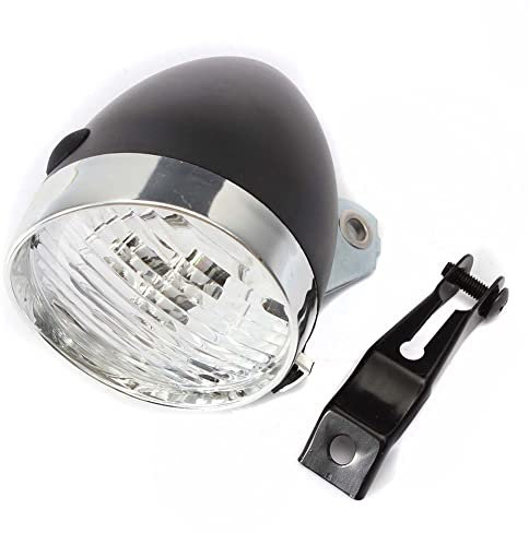 Phare avant de vélo vintage rétro 3 LED - Noir