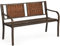 GOPLUS Metall Gartenbank, 2-3 Sitzer Sitzbank mit Polyrattan Rückenlehne & Armlehnen, Parkbank bis 228 kg belastbar, Terrassenbank für Garten Balkon Terrasse Hof, 128 x 58 x 84 cm