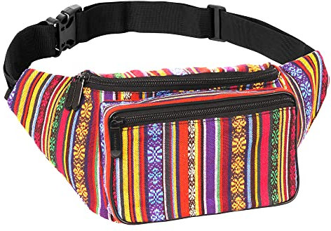 Boho Hippie Bauchtasche Gürteltasche I Boho Bauchtaschen für Frauen modisch - Übergröße Crossbody Tasche Bauchtasche Hüfttasche Tie Dye für Halloween (Orange Vert), Orange Vert v2, One_Size