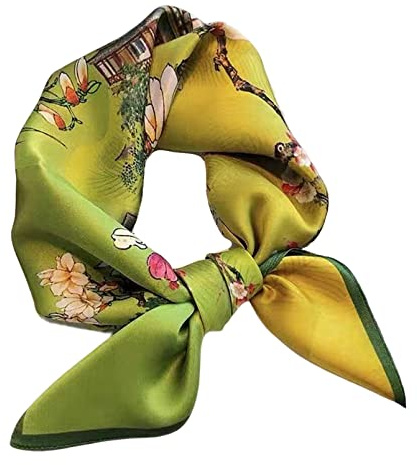 100% Pure Mulberry Silk Square Scarf for Hair-27''x27''- Women Silk Neckerchief Head Wrap Scarf