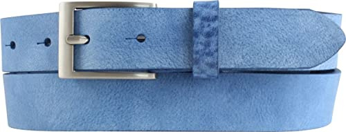 BELTINGER Herren-Gürtel aus weichem Vollrindleder Vintage-Look 3 cm | Leder-Gürtel für Herren 30mm | Schmaler Gürtel Used-Look | Blau 80cm