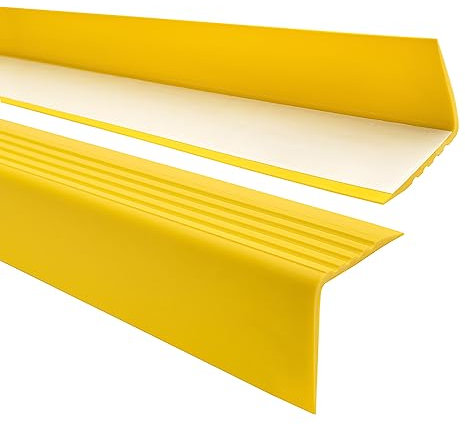 PVC-Kunststoff Antirutsch-Treppenkantenprofil - Selbstklebendes Winkelprofil - Abmessung: 50x50mm; Farbe: Gelb; Länge: 110cm