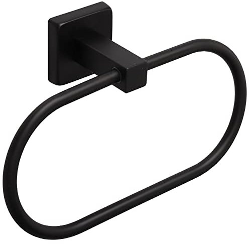 TocTen - Ovaler Handtuchring/Handtuchhalter - Mattschwarz - Edelstahl - Wandmontage - Platzsparend - Robust - Trocknet schnell