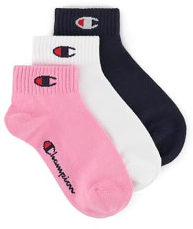 Champion Core Socks Junior 3PP Quarter, Rosa (Fucsia), 31-34 EU (12-2 Kids UK) Unisex - Bambini e ragazzi -FW23