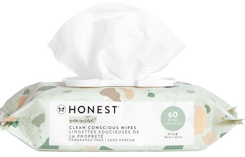 The Honest Company Hypoallergenic Multi-Use Baby Wipes for Sensitive Skin, Geo Mood, 60 Count