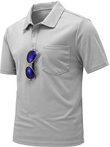 donhobo Polo Shirts Herren Kurzarm Golf Tennis Poloshirt Schnelltrocknend Casual Sport Shirt Outdoor Atmungsaktives T-Shirts Sommer Tops (Hellgrau, XXL)