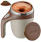Zerodis Electric Magnetic Stirring Coffee Mug, Stainless Steel Mixing Mug Travel Cup Automatic Mixing Cup for Coffee Milk Cocoa, 380ML (Brown)