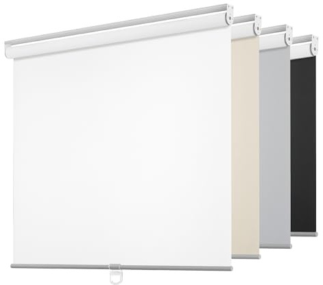 ChrisDowa Cordless Free-Stop 100% Blackout Blinds for Windows, Roller Windows Shades with Thermal Insulated, UV Protection Fabric for Living Room, Office and Home.White,20 W X 72 H
