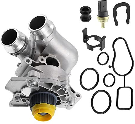 X AUTOHAUX Elektrische Motorwasserpumpe mit Thermostat 06H121026AB Aluminiumlegierung für Audi A3 A4 A5 A6 Q3 Q5 TT
