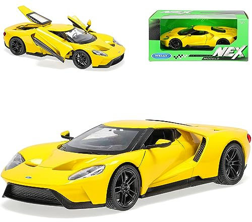 Welly Ford GT Coupe Gelb Ab 2017 1/24 Modell Auto mit individiuellem Wunschkennzeichen