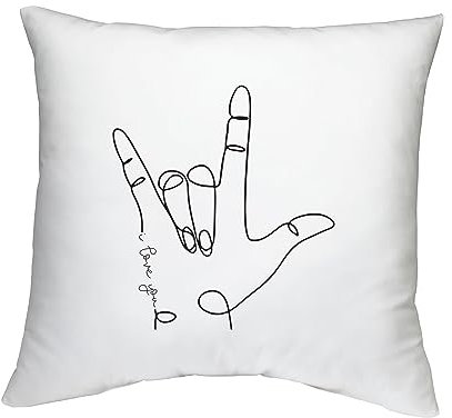 Shopagift Sign Language Cushion Hand Sign I Love You Gift Bedroom Lounge Accessory - 40cm x 40cm
