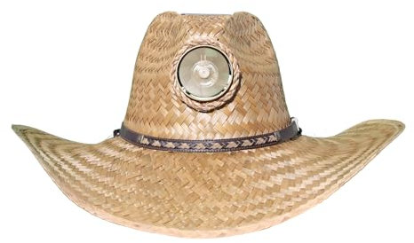 Gentlemen's Brown with Thin Band Solar Hat - Sun Hat with Fan, Large, Brown, L