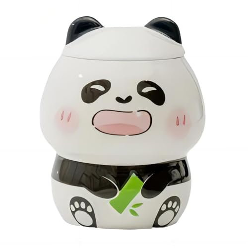 MBSM Tazza creativa con panda, simpatica tazza da caffè in ceramica con coperchio 3D Panda Kawaii 3D, tazza da caffè tazza da caffè tazza regalo per amanti dei panda, donne, amici, bambini