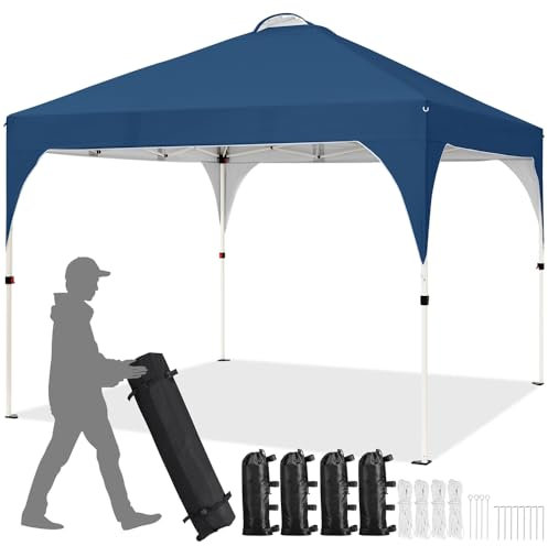 Yaheetech 3×3M Carpa Plegable Portátil 8-10 Personas Toldo al Aire Libre Carpas para Exteriores Playa con Bolsa de Transporte Azul Marino