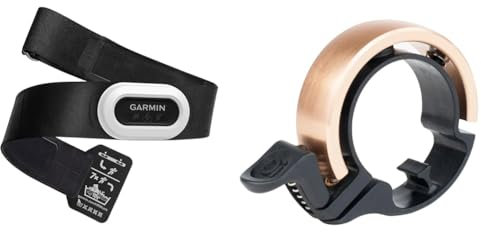 Garmin HRM- Brustgurt, Aufzeichnung von Herzfrequenzwerten, ANT+ und BLE & Knog Classic Fahrradklingel Unisex Erwachsene,Messing, Gr.L