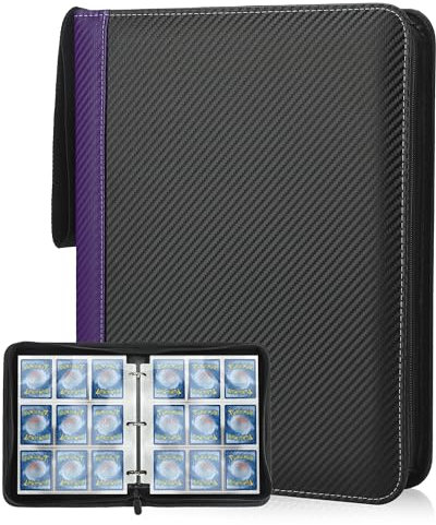 Deoyibu Sammelkarten Album für 900 Karten, Sammelalbum mit 9 Fächern 50 Seiten für Karten-Organizer, Karten Binder aus PU, für Sportkarten, MTG, TCG, Yugioh-Karten etc. Lila