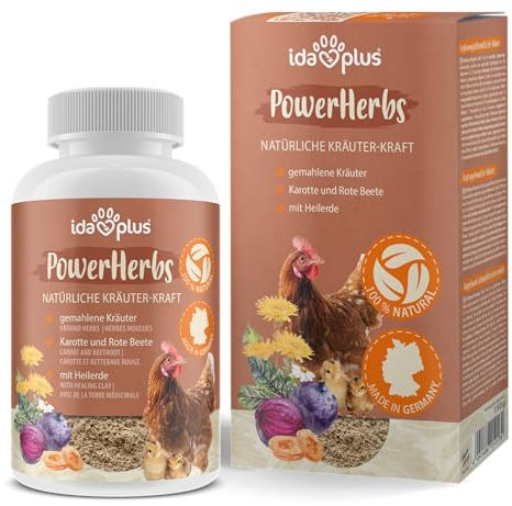 Ida Plus PowerHerbs 150 g – Mischung aus wertvollen Kräutern – für Verdauung bei Hühnern – ausgewogenes Futter für alle Geflügelarten - 100% natürlich für die Gesundheit der Tiere