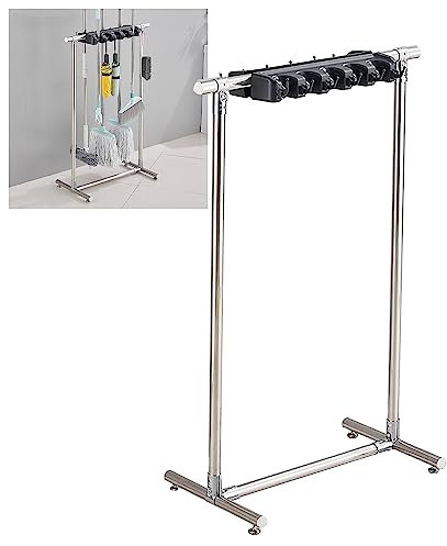 Drain Rack Broom Mop Holder Floor Standing Broom And Mop Holder Put Wet Mops,Cleaning Supplies Organizer,Commercial Stainless Steel Mop Rack,Garden Garage Tool Storage, Mop for Schools,