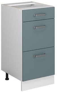 Vicco Mueble bajo de Cocina R-Line, Gris Azulado/Blanco, 40 cm con cajones, ET Antracita