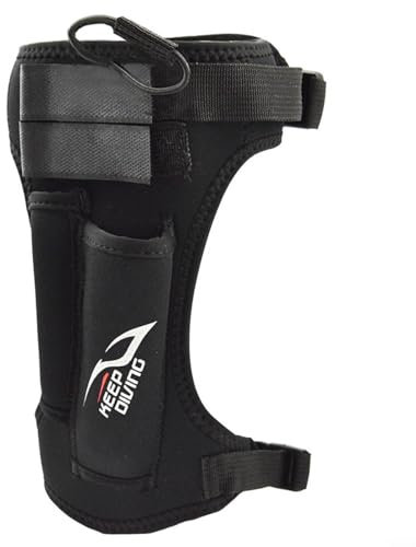 Black neoprene diving blade sheath, adjustable leg straps, double pockets (Black)