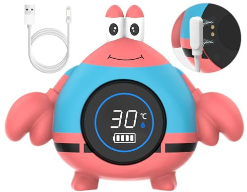 Babyelf Baby-Thermometer, wiederaufladbare Badewanne Wasser-Thermometer Sicherheit, schwimmende Spielzeug für Kleinkind Kleinkind Badewanne Pool mit Temperaturwarnung