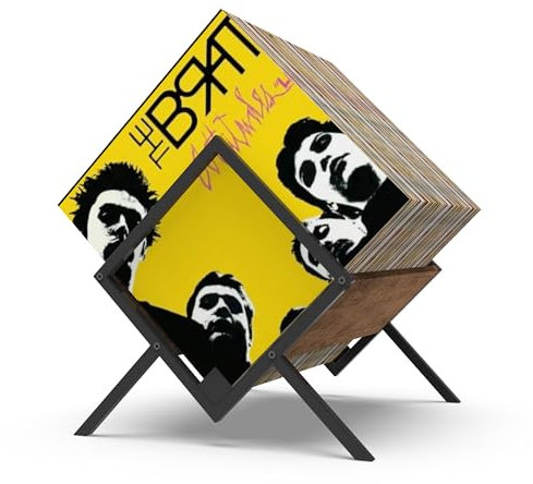 Showxeeyee Vinyl Record Storage - 80-100 Records Vinyl Storage Holder - Minimalism and Retro Style Organizer for Vinyl Records, CD, Magazine, Book, Files